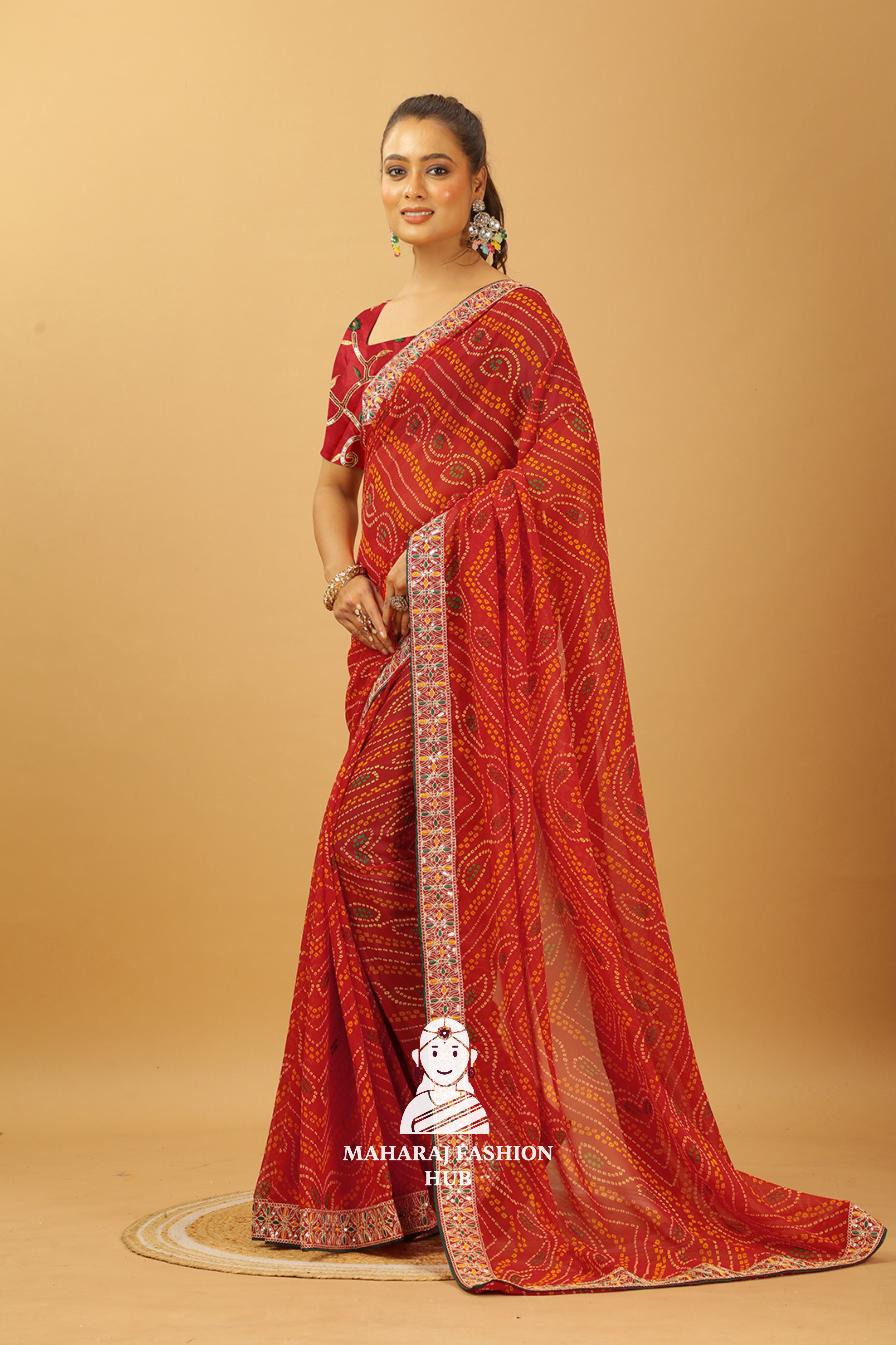 Maharaj Fashion Hub Stylish Georgette Saree – Lightweight & Trendy