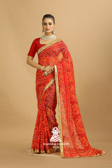 Maharaj Fashion Hub Georgette Saree with Blouse – Elegant Ethnic Wear for Weddings & Festive Occasions