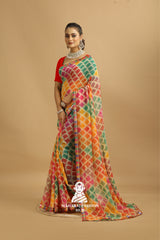 Maharaj Fashion Hub Premium Georgette Saree with Lace Border