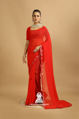 Maharaj Fashion Hub Designer Georgette Saree with Blouse Piece – Ideal for Weddings, Festivals & Cultural Events