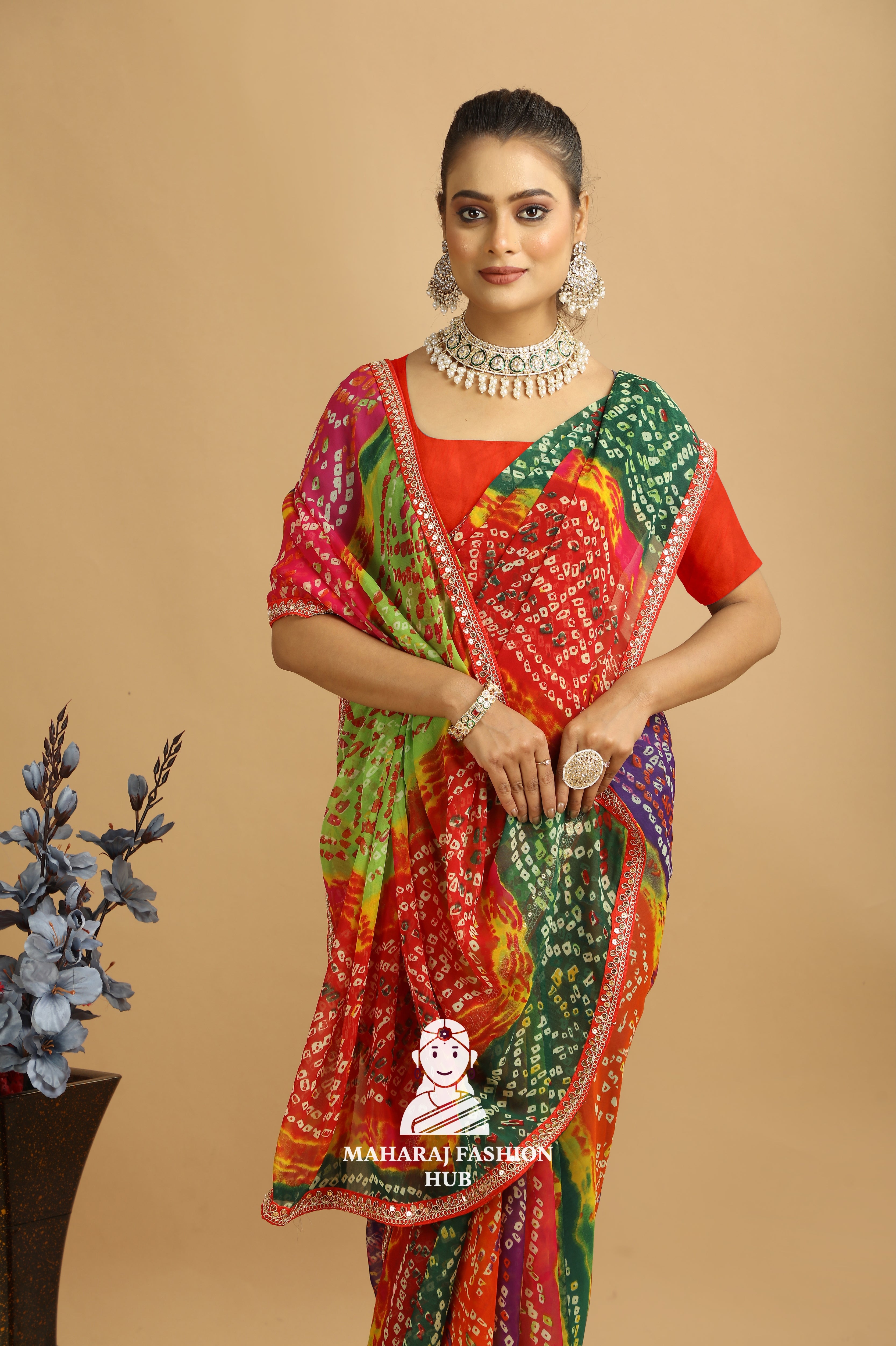 Maharaj Fashion Hub Georgette Saree for Women – Ethnic & Elegant Look