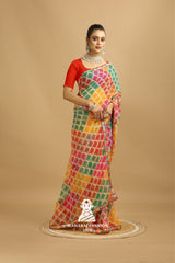 Maharaj Fashion Hub Premium Georgette Saree with Lace Border