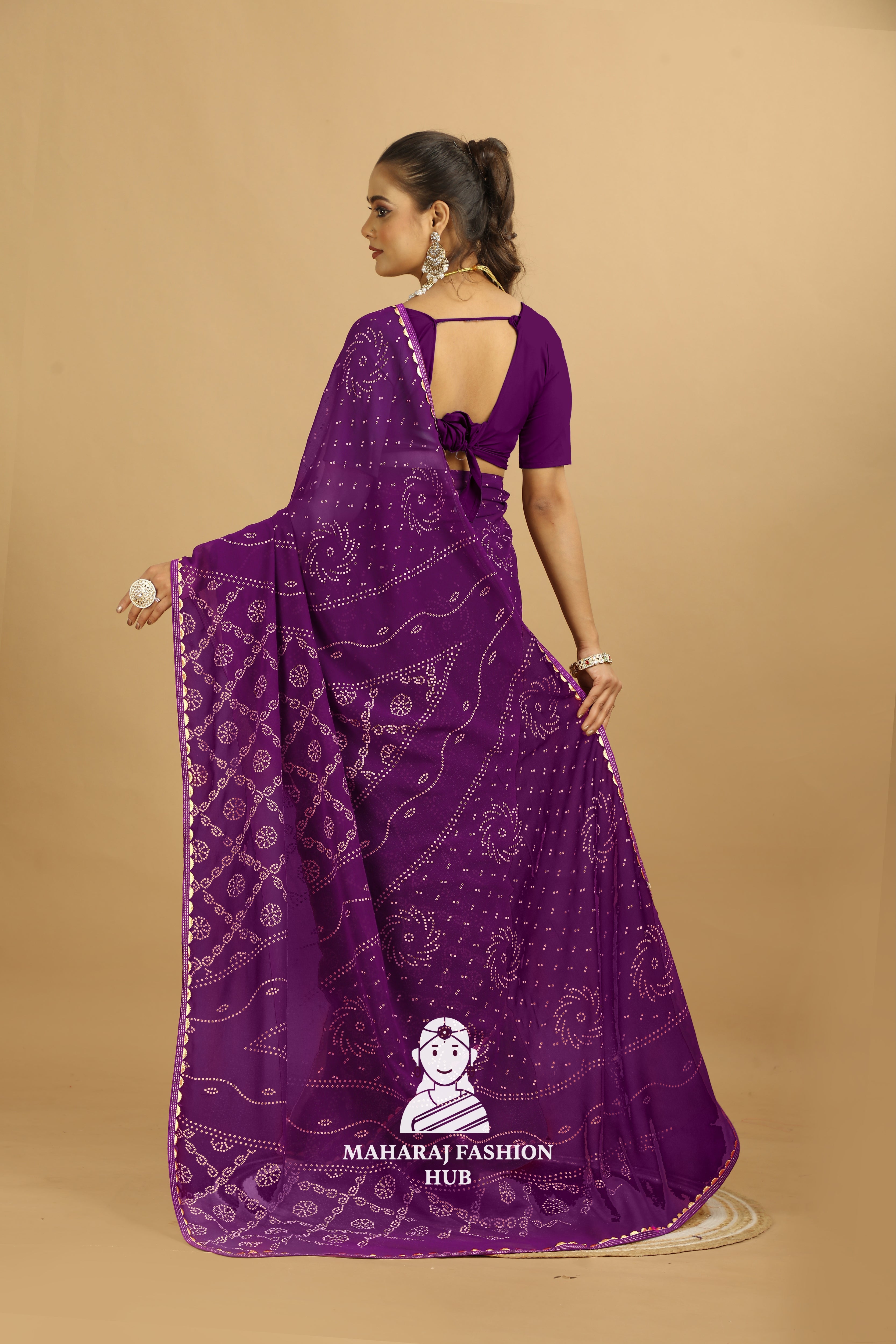 Maharaj Fashion Hub Trendy Georgette Saree with Ruffle Border – Insta-Ready Look