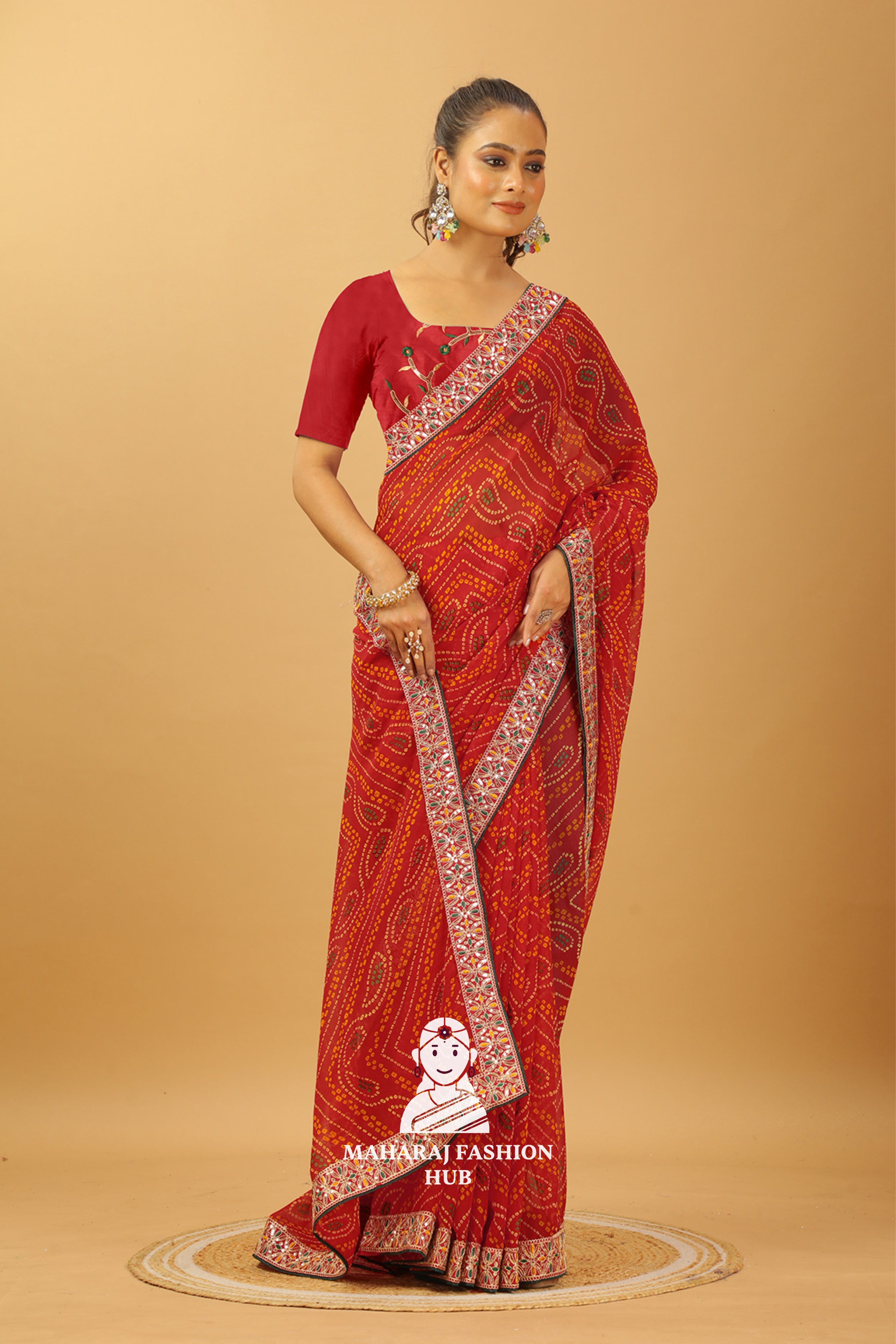Maharaj Fashion Hub Stylish Georgette Saree – Lightweight & Trendy
