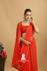 Maharaj Fashion Hub Stylish Georgette Saree – Trendy Digital Print Saree for Women with Contrast Blouse