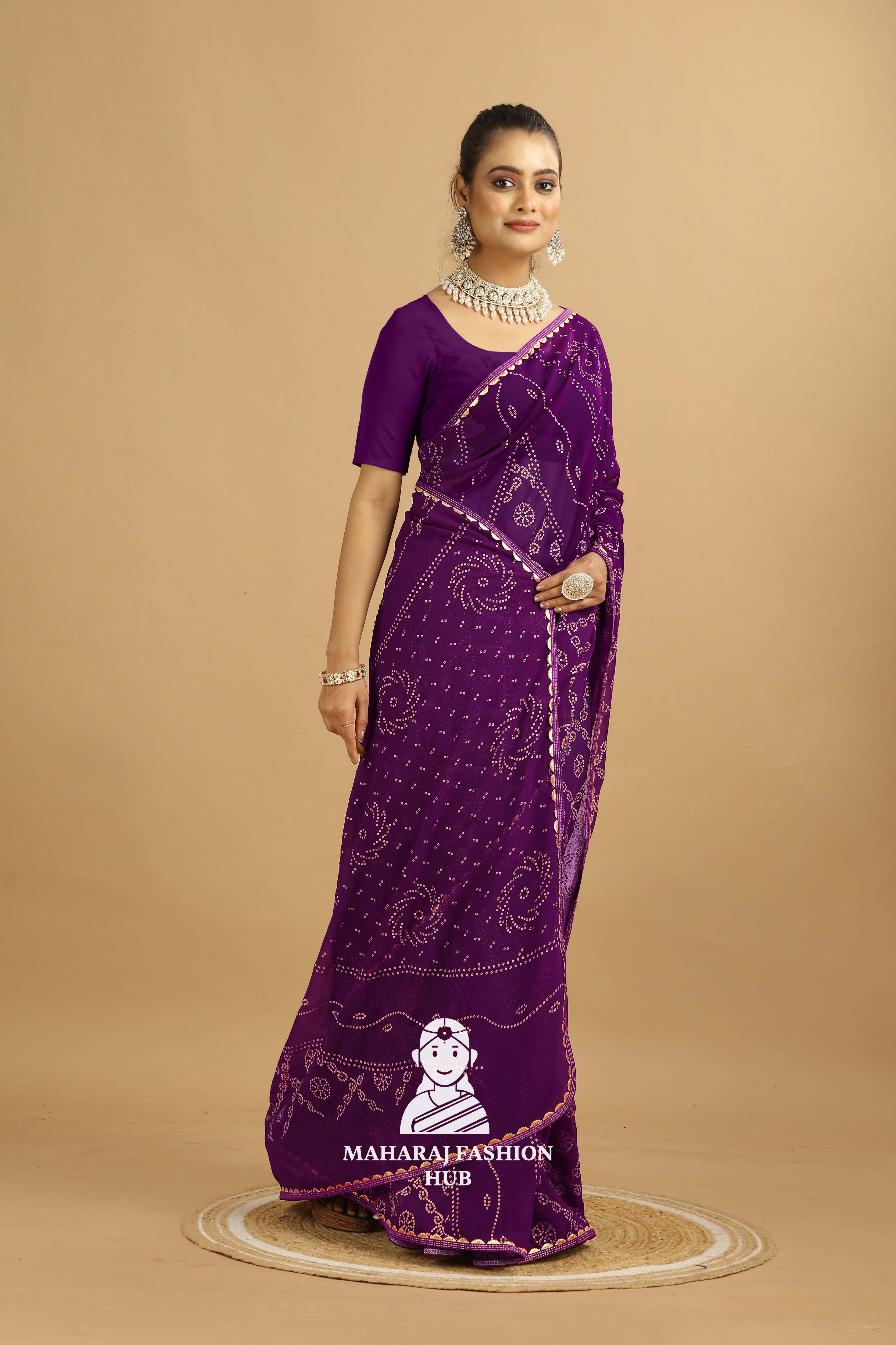 Maharaj Fashion Hub Trendy Georgette Saree with Ruffle Border – Insta-Ready Look