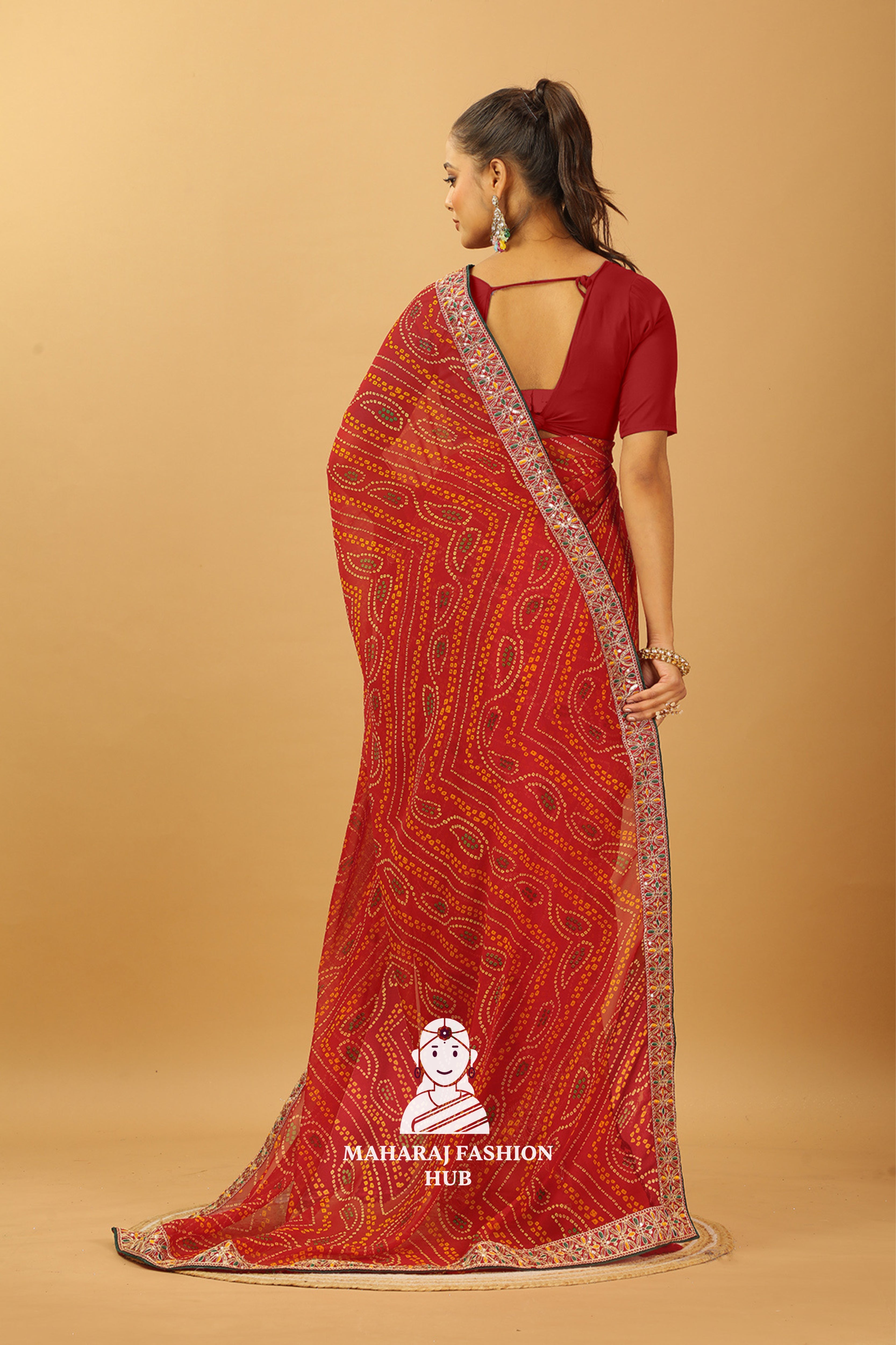 Maharaj Fashion Hub Stylish Georgette Saree – Lightweight & Trendy