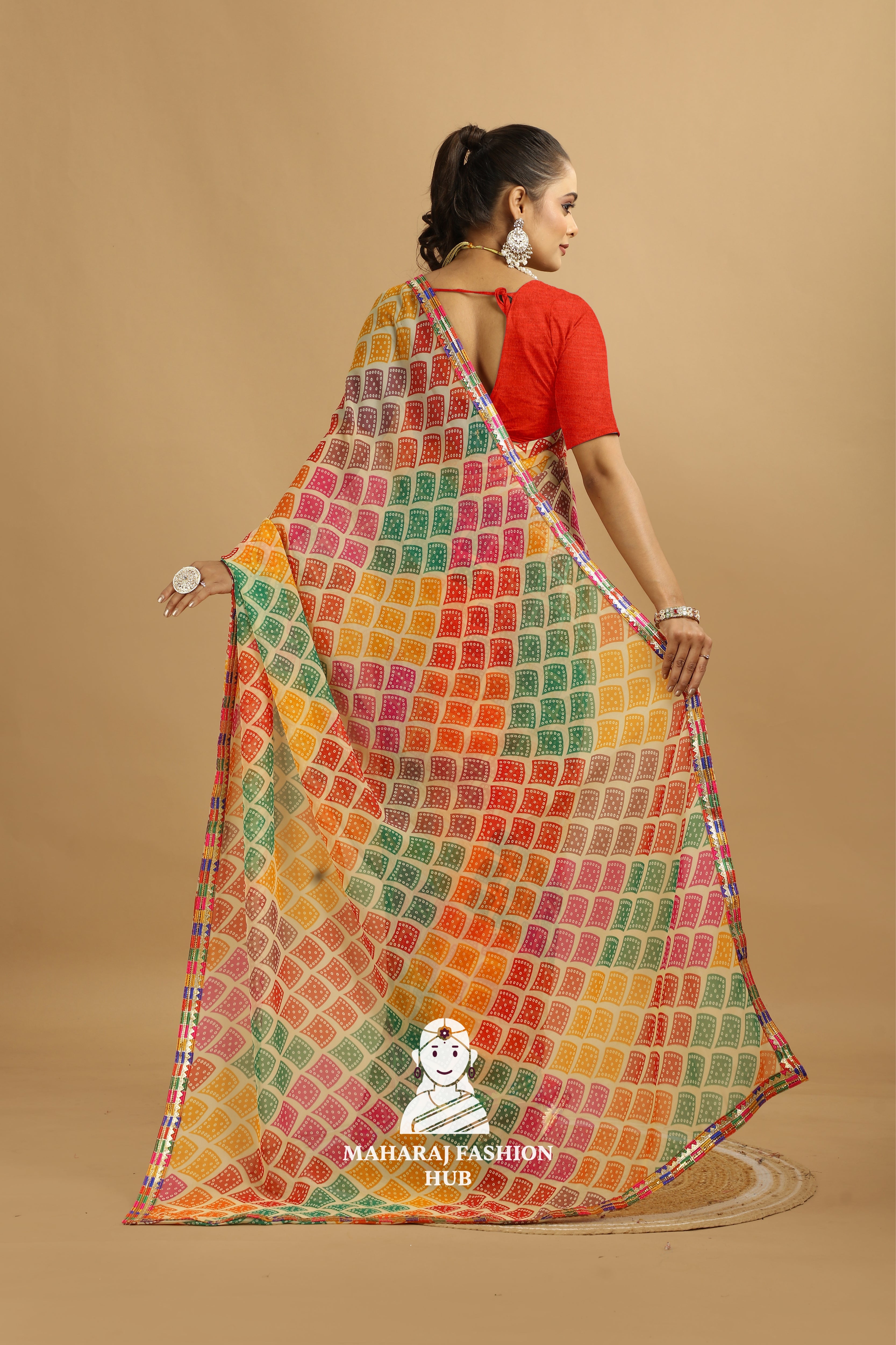 Maharaj Fashion Hub Premium Georgette Saree with Lace Border