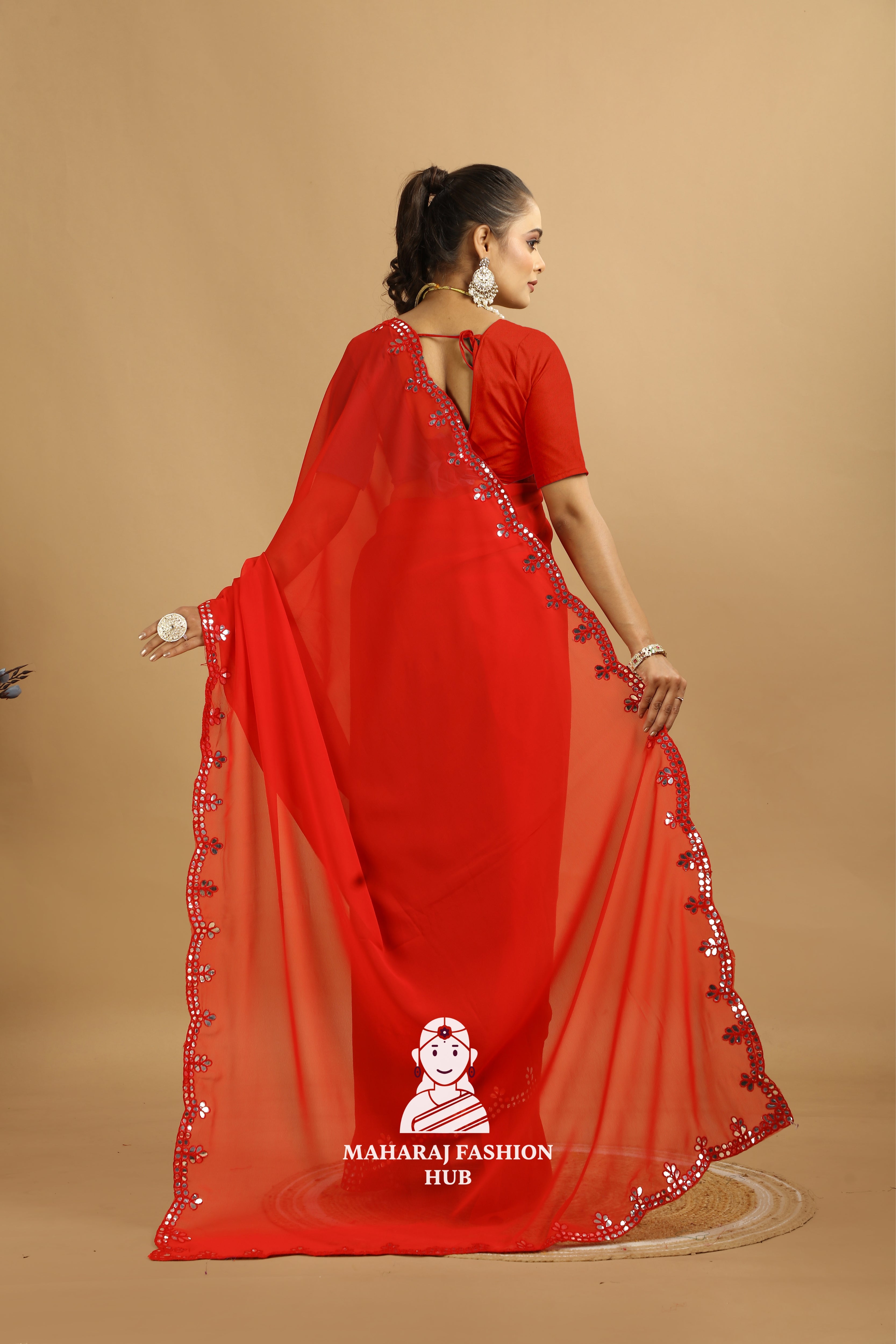 Maharaj Fashion Hub Designer Georgette Saree with Blouse Piece – Ideal for Weddings, Festivals & Cultural Events