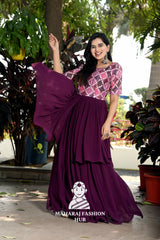 Faux Blooming Gown with Chinnon Print & Double Flair Elegance