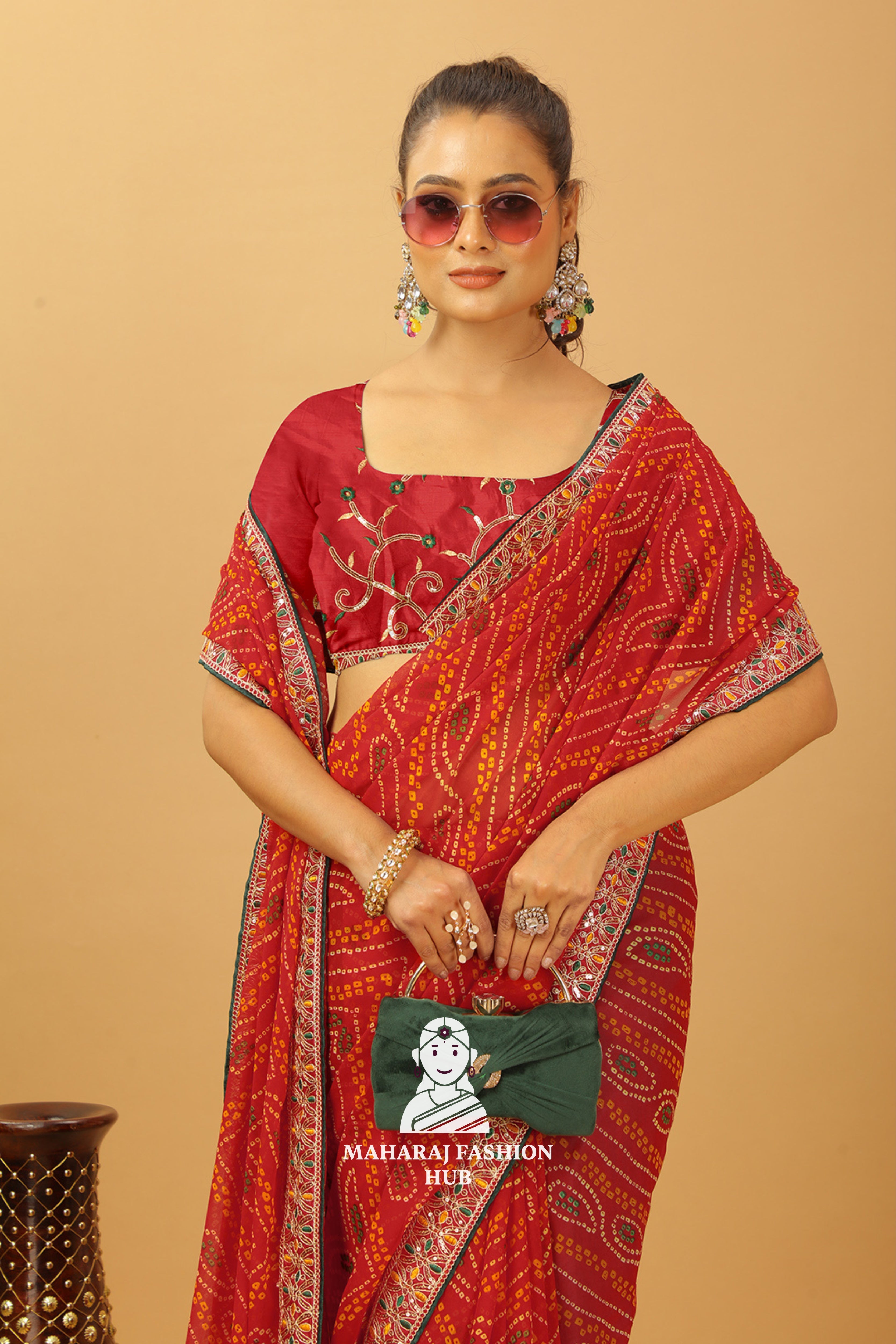 Maharaj Fashion Hub Stylish Georgette Saree – Lightweight & Trendy