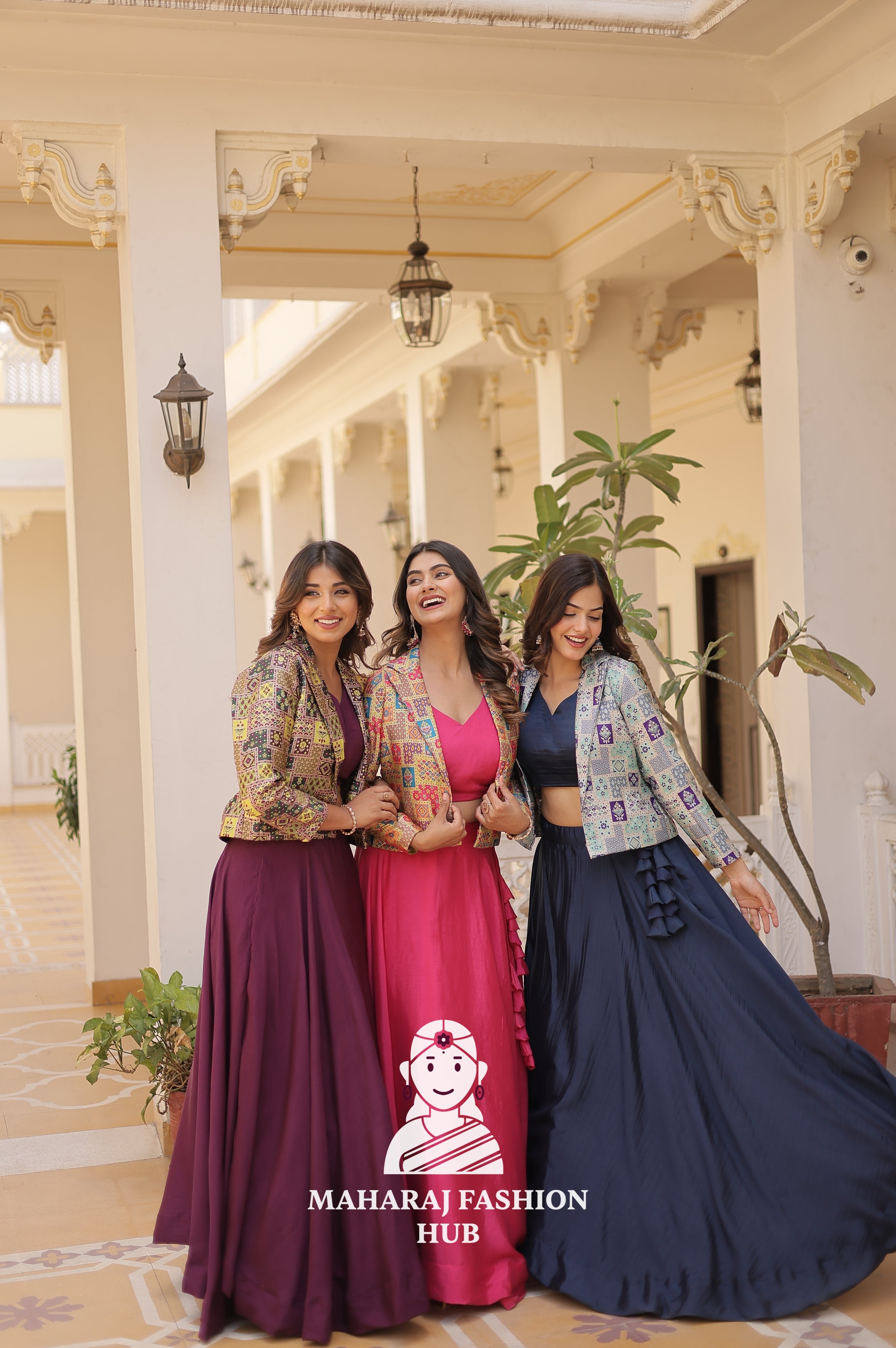 Fancy Flair Chinnon Lehenga with Sleeveless Blouse and Stylish Jacquard Koti