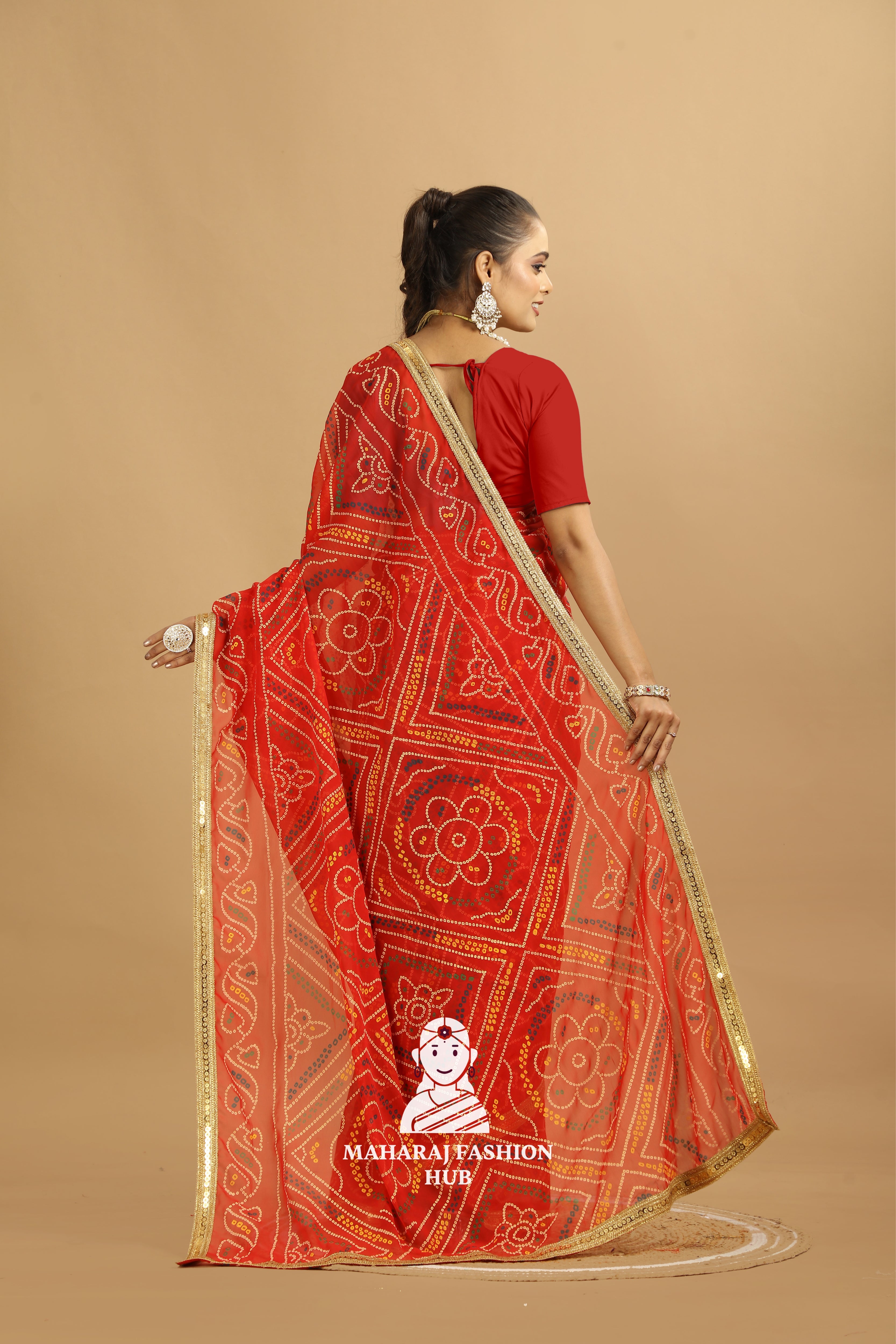 Maharaj Fashion Hub Georgette Saree with Blouse – Elegant Ethnic Wear for Weddings & Festive Occasions