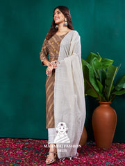 Maharaj Fashion Hub Anarkali Gown Set – Elegant Flared Gown with Bottom and Dupatta for Women’s Festive & Wedding Wear