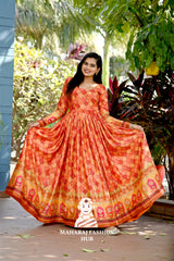 hinnon Gown with Sequins & Position Print – Full Sleeve Designer Flair