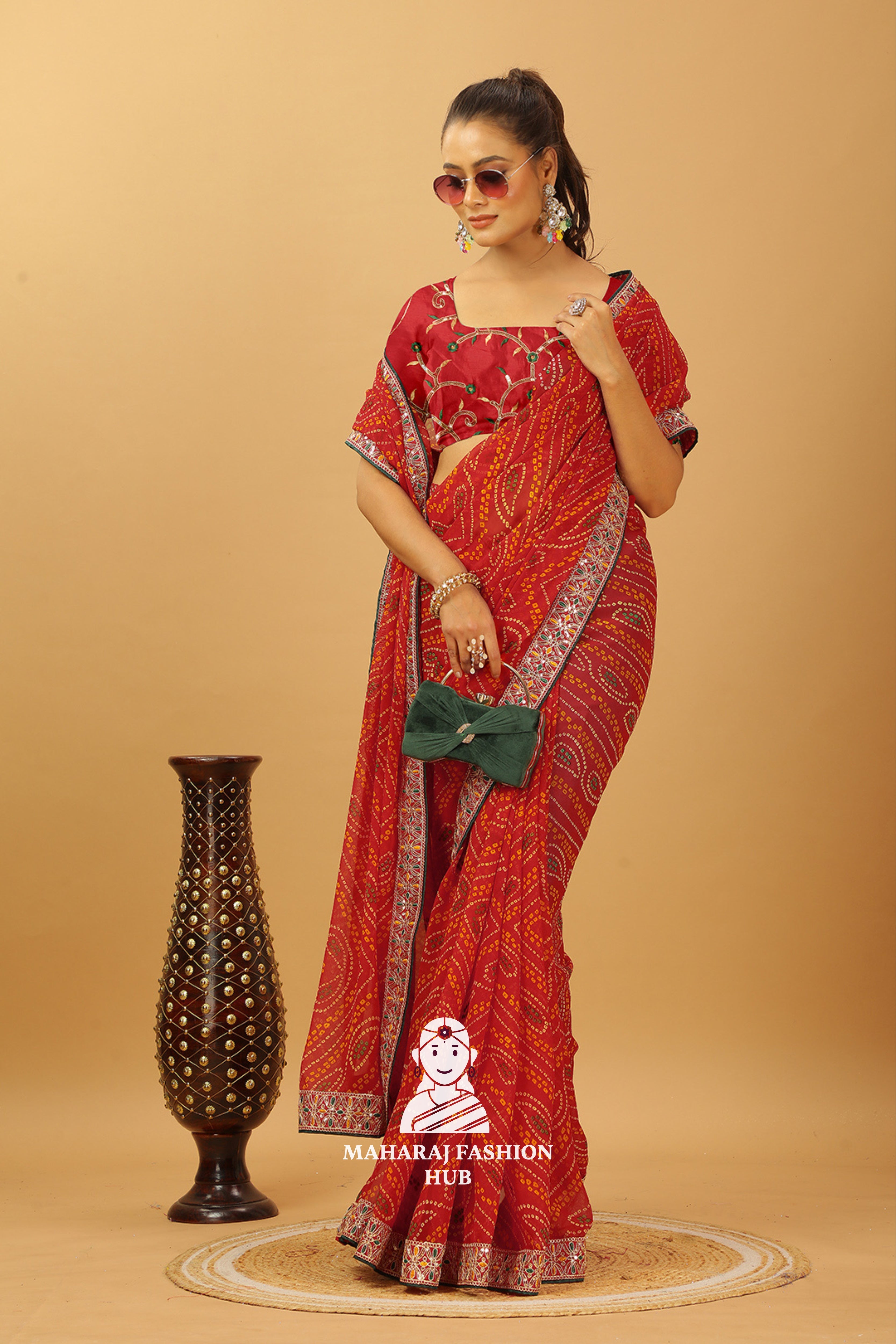 Maharaj Fashion Hub Stylish Georgette Saree – Lightweight & Trendy
