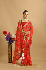 Maharaj Fashion Hub Georgette Saree with Blouse – Elegant Ethnic Wear for Weddings & Festive Occasions