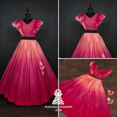 Colourful Chinnon Flared Lehenga with Sequins & Chikankari Frill Blouse – Trendsetting Lehenga-Choli for Stylish Women 💕