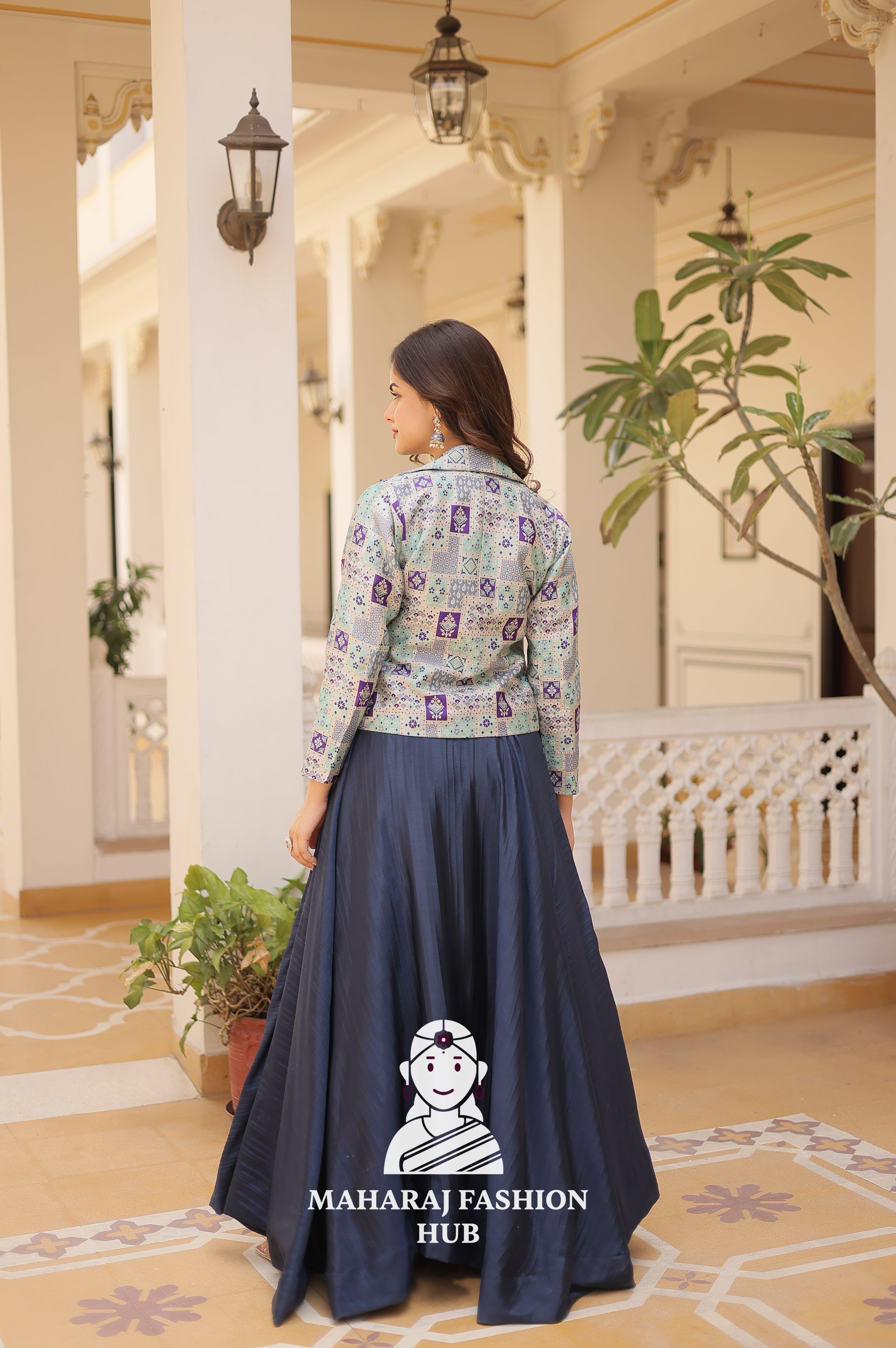 🌟 Premium Full-Stitched Chinnon Lehenga Set with Sleeveless Blouse & Long Koti