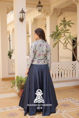 🌟 Premium Full-Stitched Chinnon Lehenga Set with Sleeveless Blouse & Long Koti