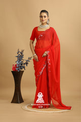 Maharaj Fashion Hub Designer Georgette Saree with Blouse Piece – Ideal for Weddings, Festivals & Cultural Events