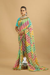 Maharaj Fashion Hub Bridal Georgette Saree – Heavy Embroidery Saree with Blouse for Wedding Functions