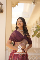 👗 Luxurious Russian Silk Printed Lehenga Choli with Modern Foil Embroidery Finish