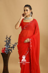 Maharaj Fashion Hub Designer Georgette Saree with Blouse Piece – Ideal for Weddings, Festivals & Cultural Events