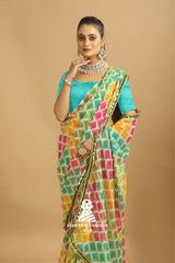 Maharaj Fashion Hub Bridal Georgette Saree – Heavy Embroidery Saree with Blouse for Wedding Functions