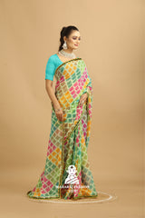 Maharaj Fashion Hub Bridal Georgette Saree – Heavy Embroidery Saree with Blouse for Wedding Functions