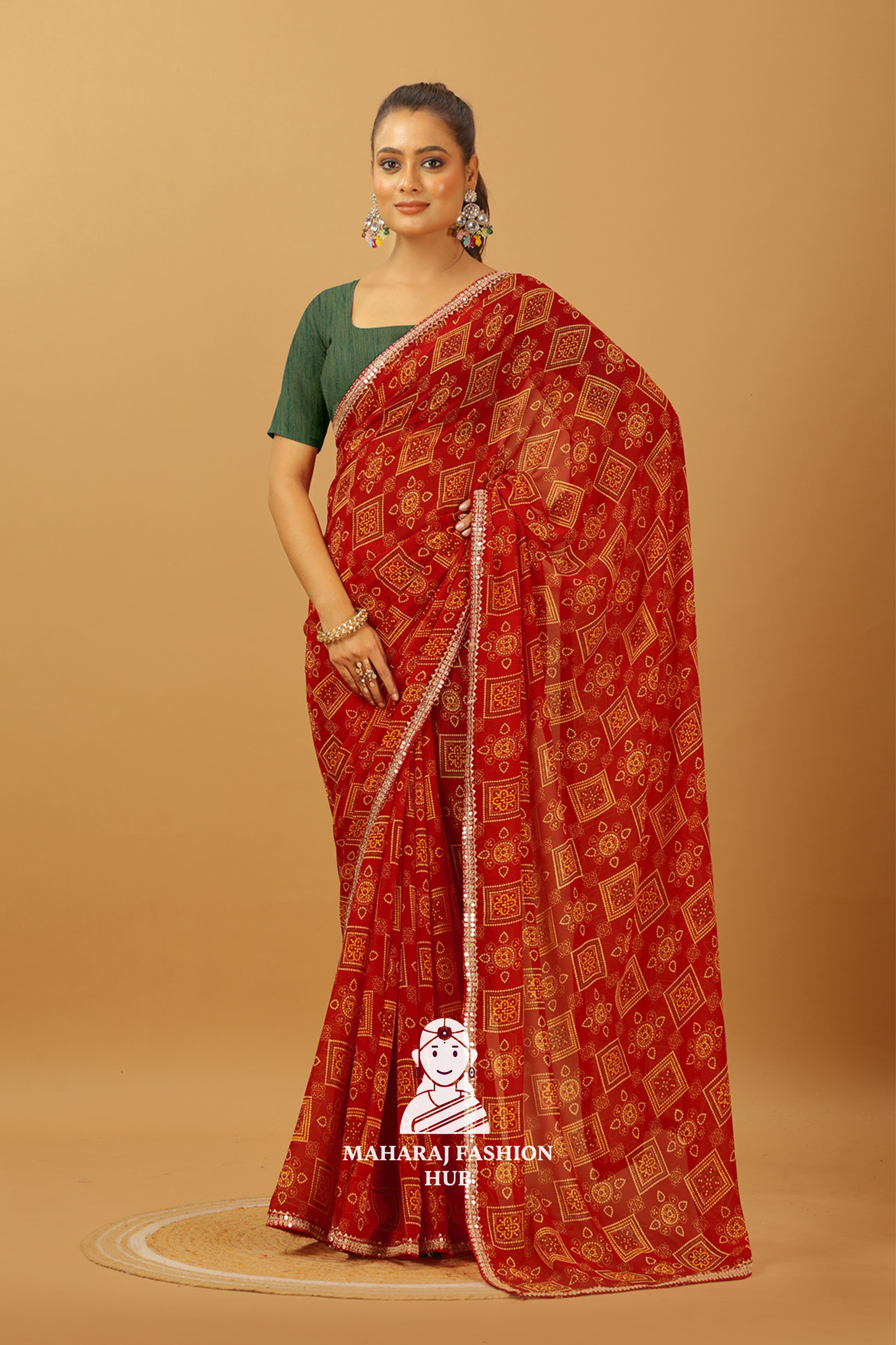 Maharaj Fashion Hub Women's Georgette Saree in Maroon with Sequin Work – Party Wear