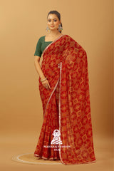 Maharaj Fashion Hub Women's Georgette Saree in Maroon with Sequin Work – Party Wear
