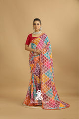 Maharaj Fashion Hub Festive Georgette Saree – Traditional Saree with Zari Border and Blouse Piece for Women
